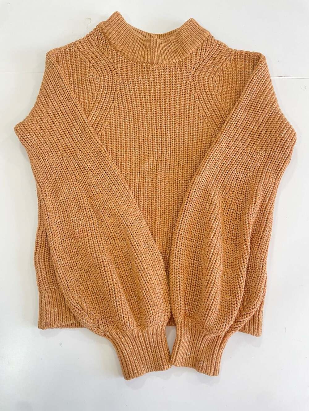 H&M Gold Brown Metallic Balloon Sleeve Sweater Size XS Fall winter fashion top